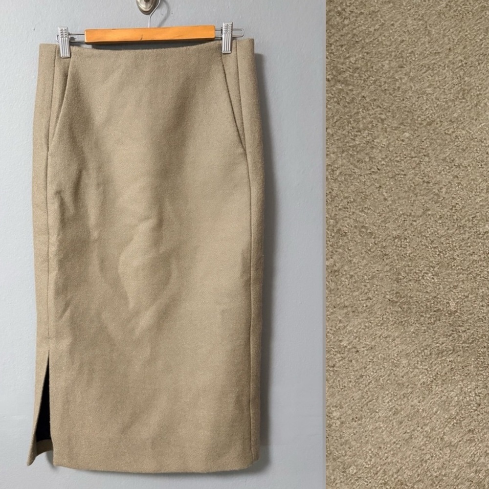 NWOT Zara Studio Limited Edition Tan Wool Blend Pencil Skirt. Size X-Small